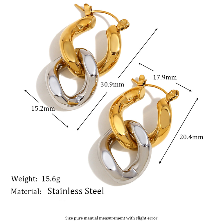 1 Pair Simple Series Elegant Twist Stainless Steel Waterproof   Gold Color  Women's Drop Earrings h5 Picture7