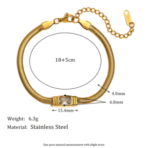 1 Piece Luxurious Series Retro Geometric Stainless Steel Waterproof Gold Color Women's Chain Bracelets h5 Picture10