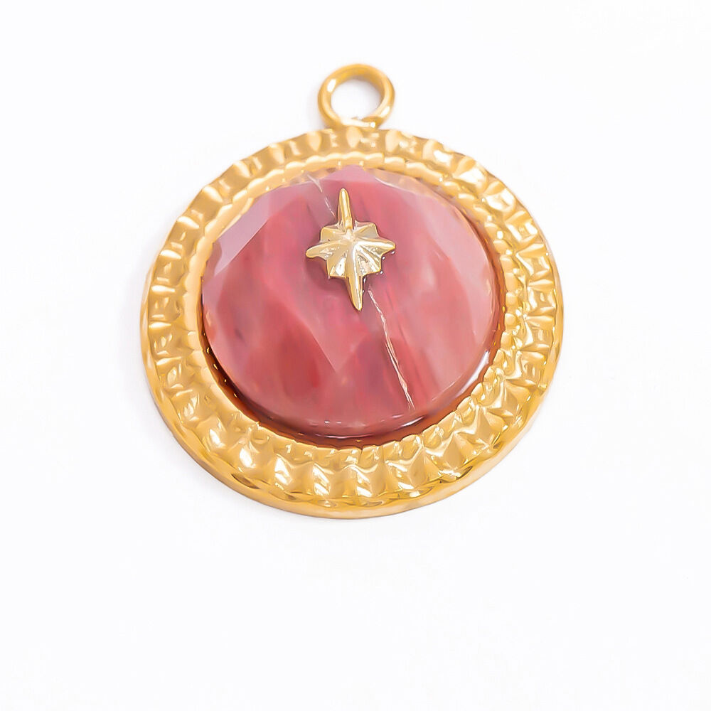 1 Piece Bohemian Series Retro Star Chromatic Natural Stone Stainless Steel Waterproof Gold Color Women's Pendants h5 Picture11