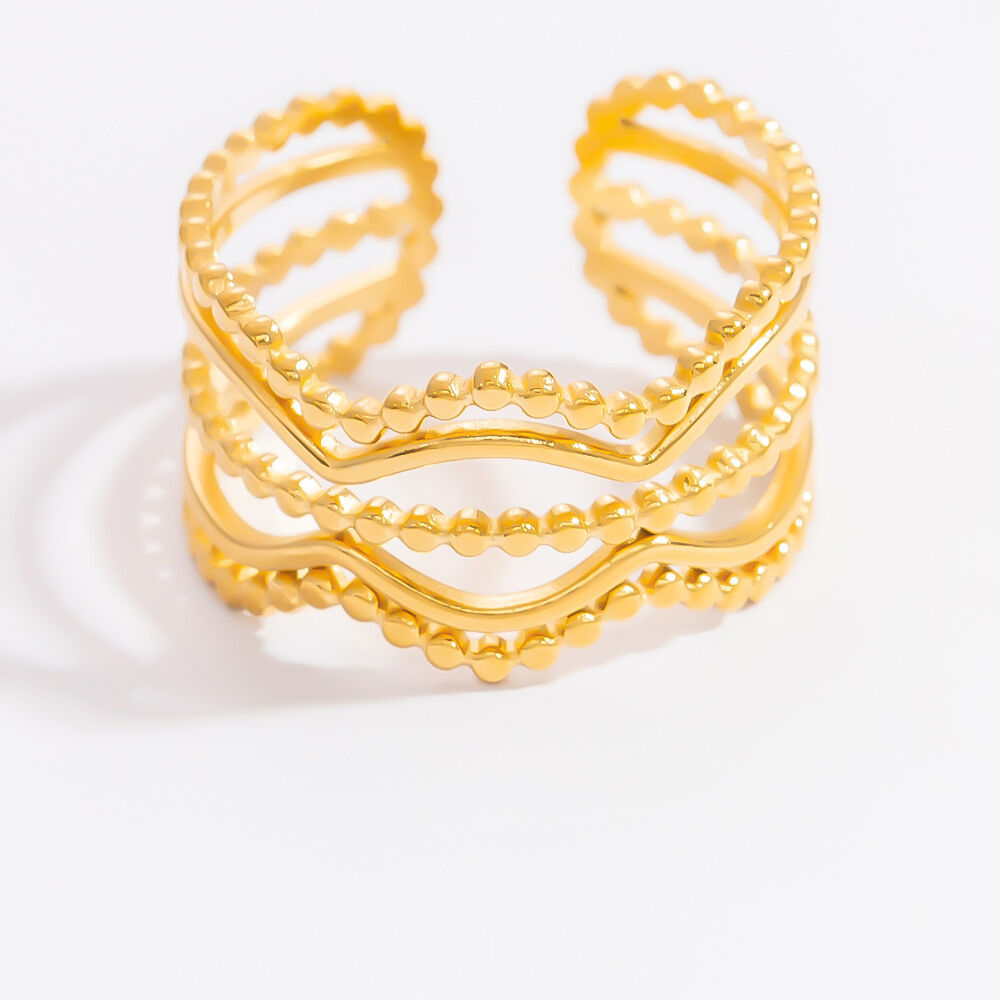 Anelli da donna regolabili in acciaio inossidabile color oro, impermeabili, minimalisti, da giorno, serie classica, 1 pezzo Immagine11