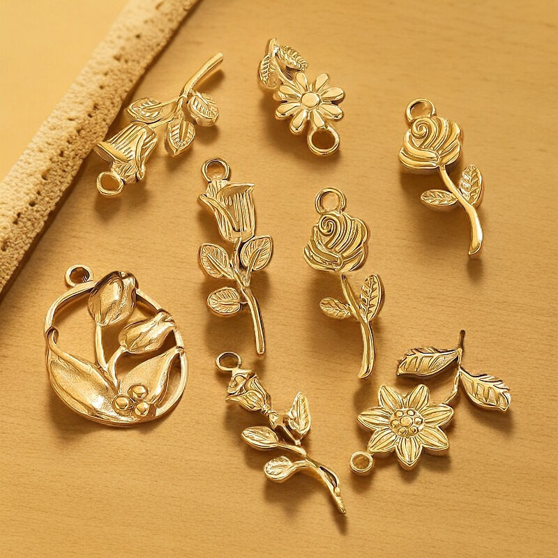 1 pezzo di ciondolo da donna in acciaio inossidabile rosa impermeabile color oro della serie romantica quotidiana 2