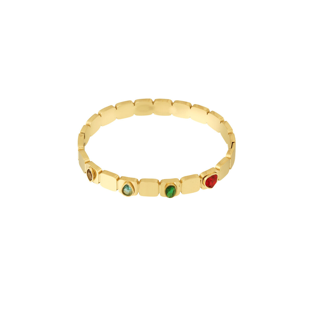 Braccialetti da donna color oro impermeabili in acciaio inossidabile con cuore colorato, serie lussuosa, 1 pezzo h5 Immagine4