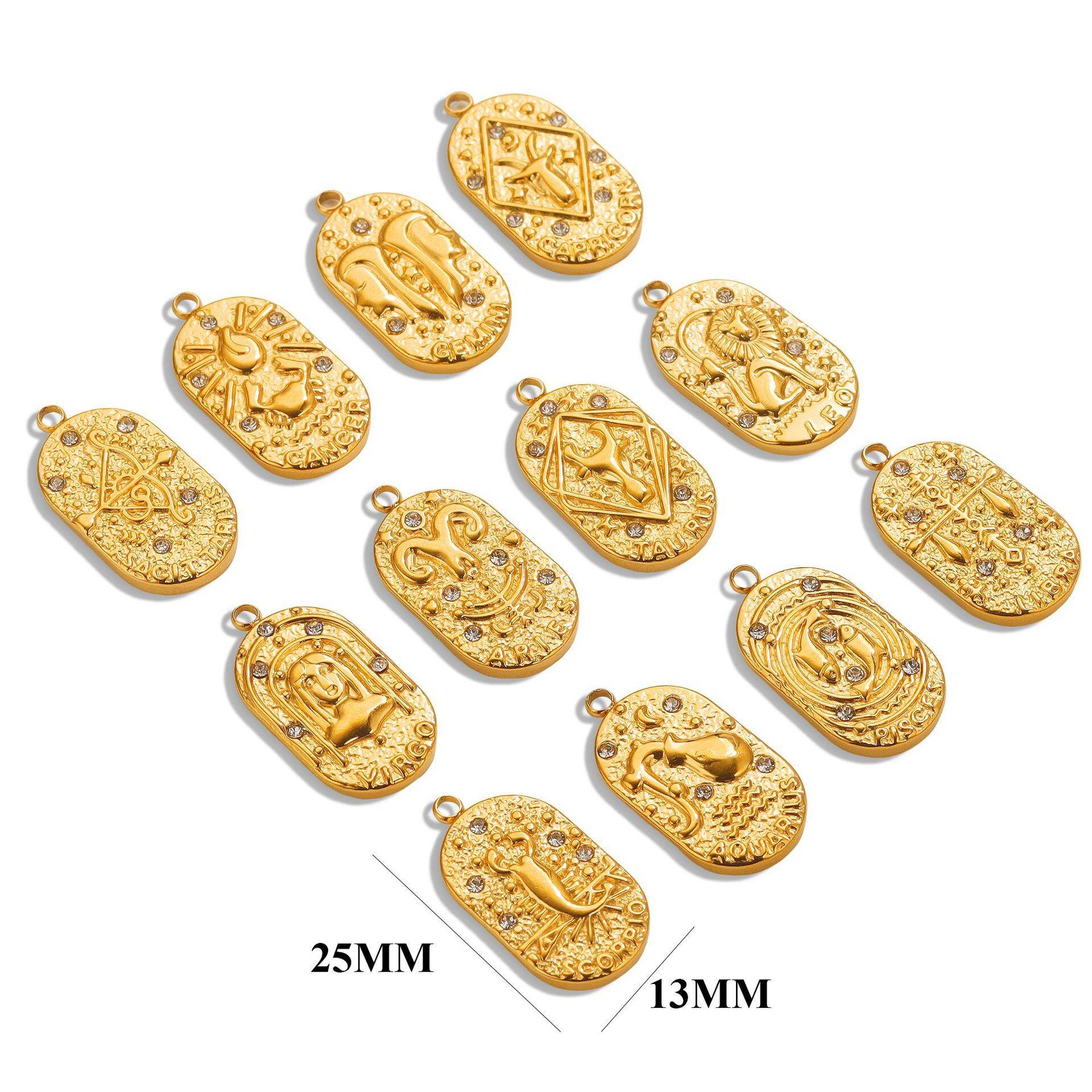 1 pair simple series retro geometric stainless steel  gold plated rhinestone women pendants 2