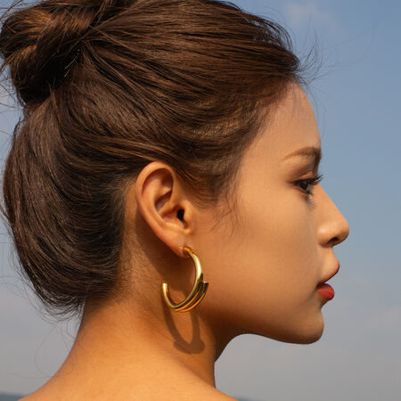 1 pair simple series simple letter titanium steel gold plated women Stud Earrings 2