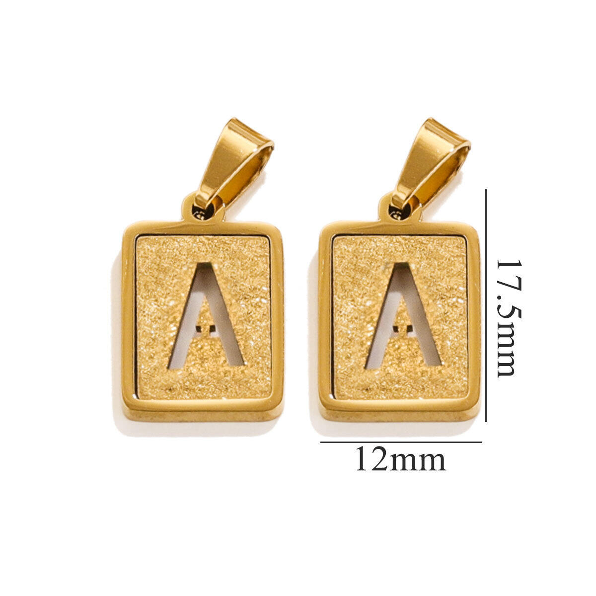 1 paio di ciondoli unisex in acciaio al titanio placcati in oro , serie semplice, lettera semplice h5 Immagine3