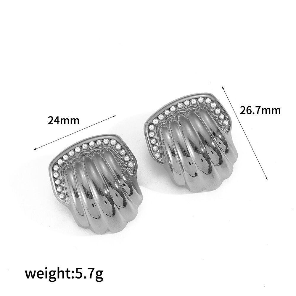 1 pair simple series  style geometric stainless steel  gold plated women stud earrings h5 Picture5
