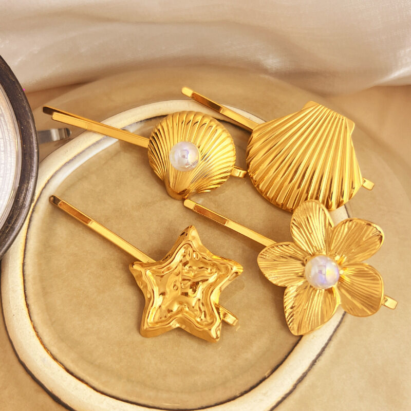1 Piece Exquisite Series Classic Shell Shape Stainless Steel Gold Color Women's Hair Clips