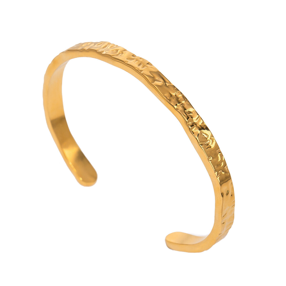 Pulseras para mujer de acero inoxidable chapadas en oro de 18 quilates, estilo retro, de serie simple, de color sólido. h5 Imagen5