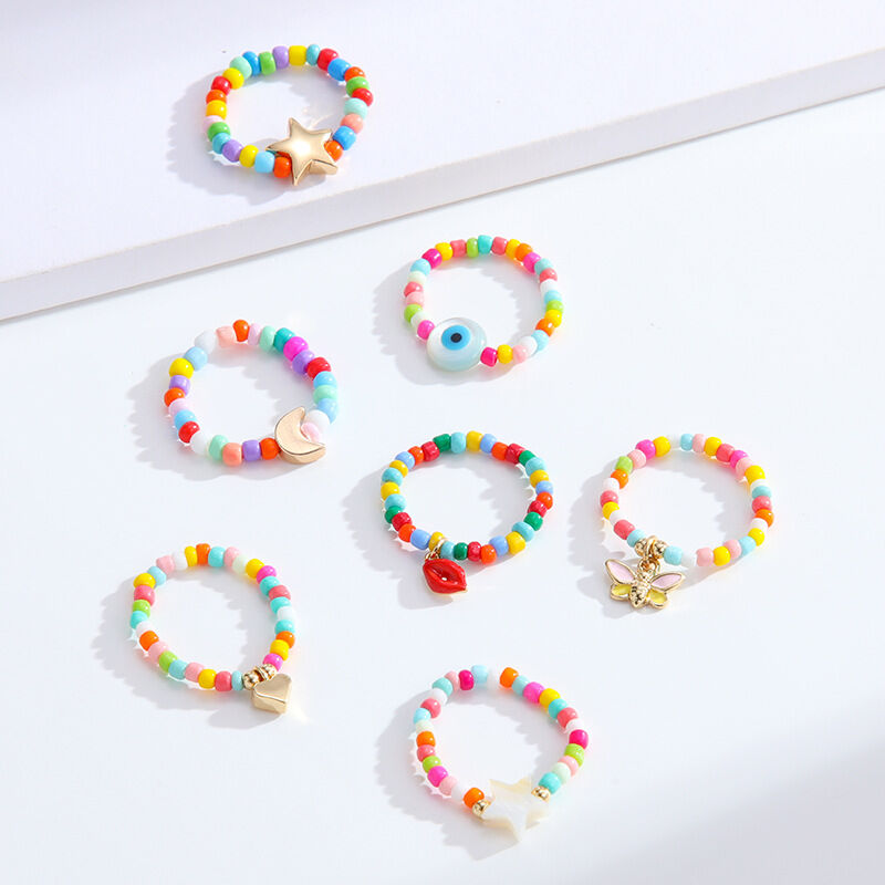 Anillos ajustables de acrílico para mujer, de 1 pieza, serie romántica, bonitos colores mezclados Imagen3