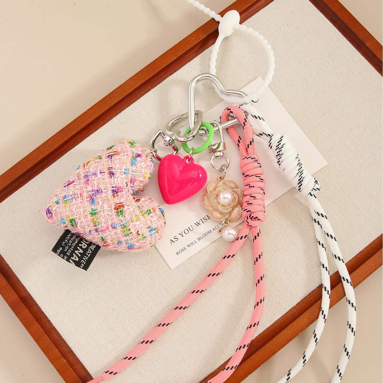 1 breloque de sac pour femme en rayonne, série romantique, élégante, en forme de cœur Image8