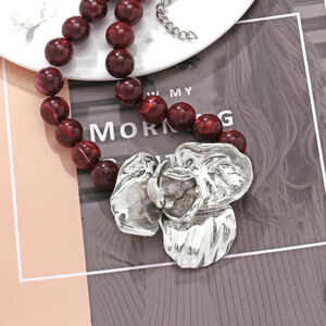 1 Piece Vintage Dimensional Exaggerated Silver Large Flower Women's Beaded Necklaces h5 Picture5