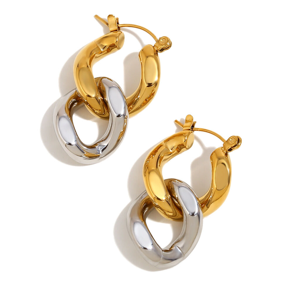 1 Pair Simple Series Elegant Twist Stainless Steel Waterproof   Gold Color  Women's Drop Earrings Picture8