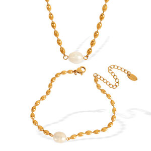 1 piece simple series retro beads stainless steel gold plated artificial pearl women beaded bracelets h5 Picture6