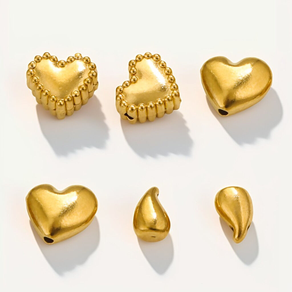 1 pair simple series simple heart stainless steel  gold plated women pendants