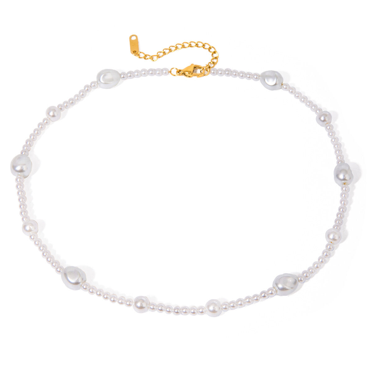 1 piece classic series retro beads stainless steel  gold plated artificial pearl women beaded necklaces Picture6
