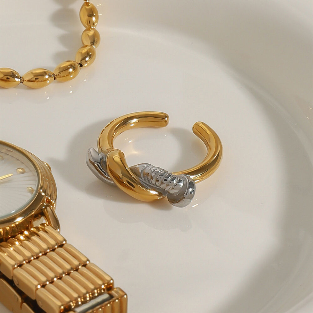 Braccialetti da donna in acciaio inossidabile color oro e argento, resistenti all'acqua, con nodo a chiodo originale, serie personalizzabile, 1 pezzo h5Immagine6