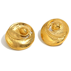 1 Pair Classic Series Retro Geometric Stainless Steel Waterproof Gold Color Women's Stud Earrings h5 Picture10