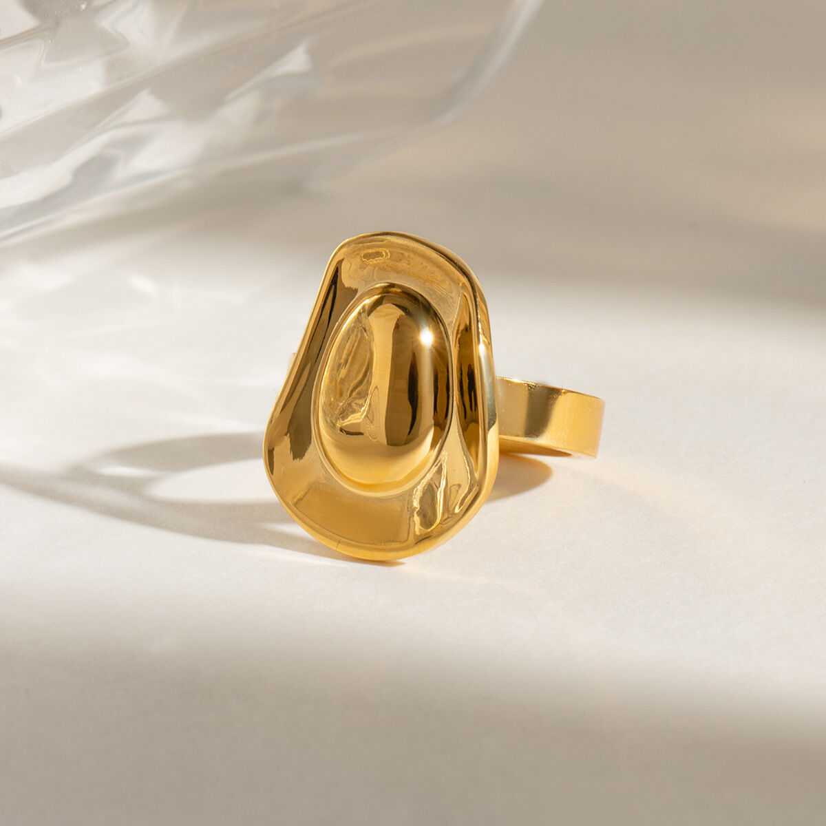 1 par de anillos individuales para mujer de acero inoxidable chapados en oro de 18 quilates de línea elegante y serie simple h5 Imagen4