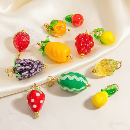 1 Piece Chromatic Series Natural Fruit Coloured Glaze Stainless Steel Waterproof Gold Color Women's Pendants
