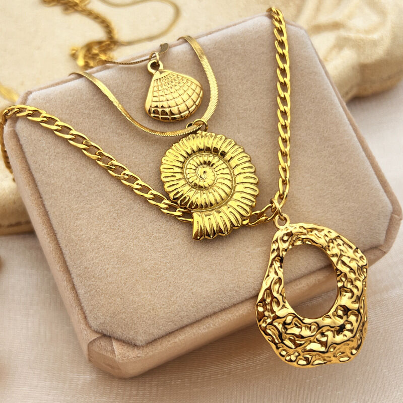 1 Piece Simple Series Oceanic Stainless Steel Waterproof Gold Color Women's Pendant Necklaces Picture3