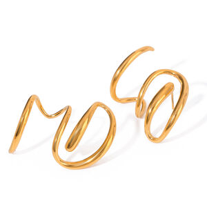 1 Pair Simple Line Stainless Steel Waterproof Gold Color Stud Earrings h5 Picture5