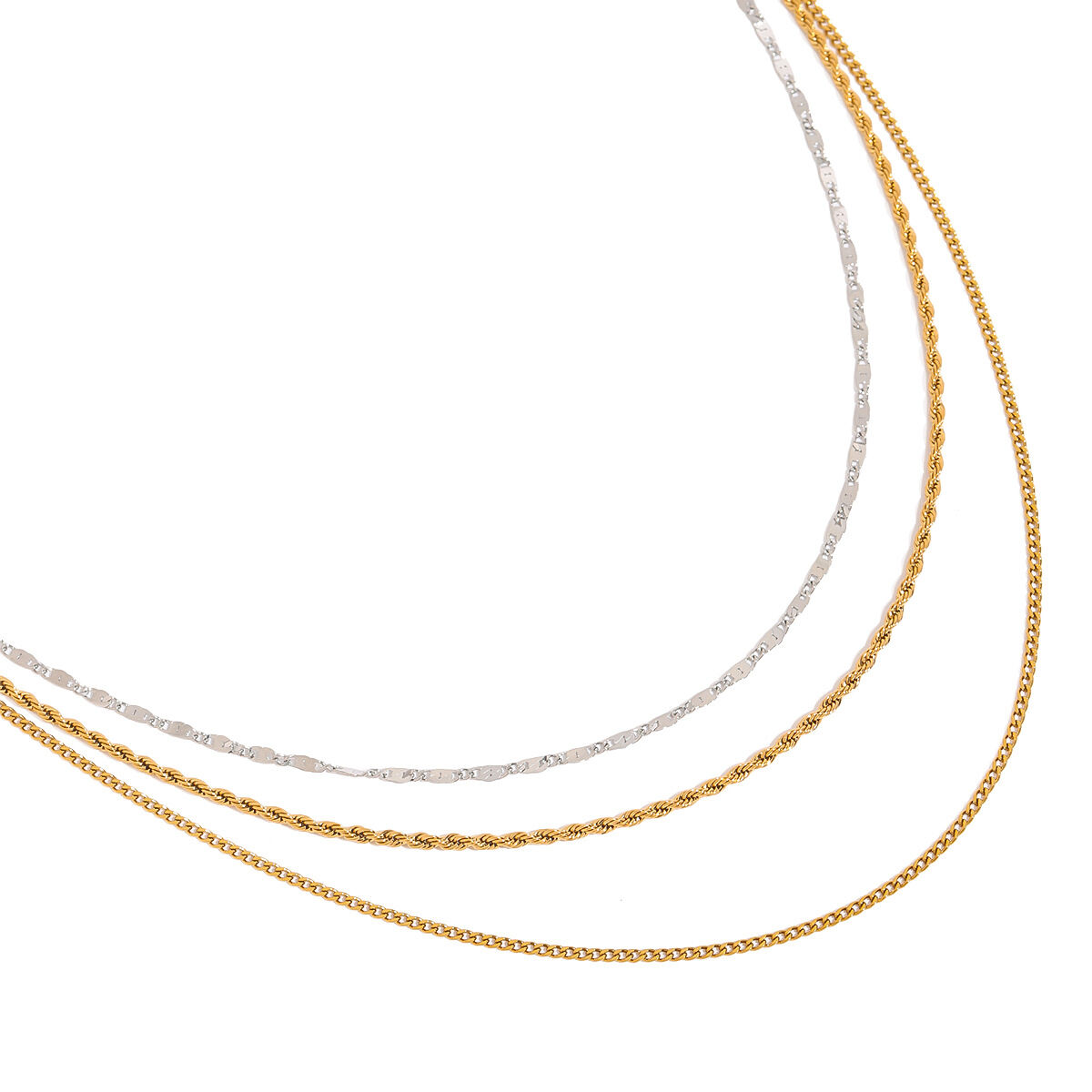 1 Piece Modern Series Line Stainless Steel Waterproof Gold & Silver Color Women's Layered Necklaces Picture9