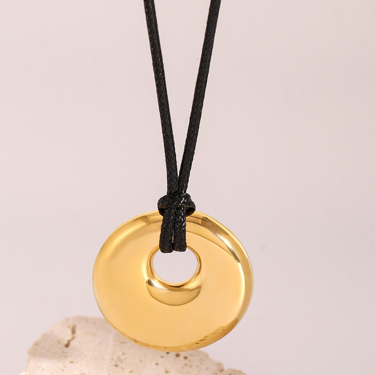 1 piece simple series simple solid color stainless steel  gold plated women pendant necklaces
