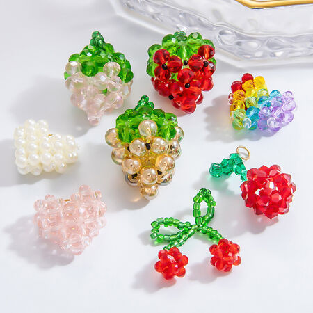 1 Pair Romantic Series Sweet Cherry Glass Woven DIY Women's Pendants