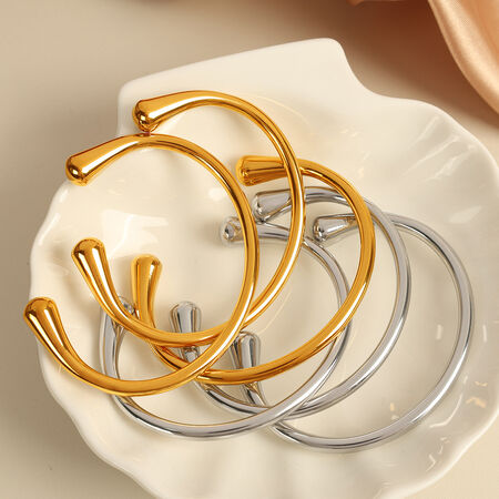 1 piece simple series simple solid color stainless steel gold plated women bangles