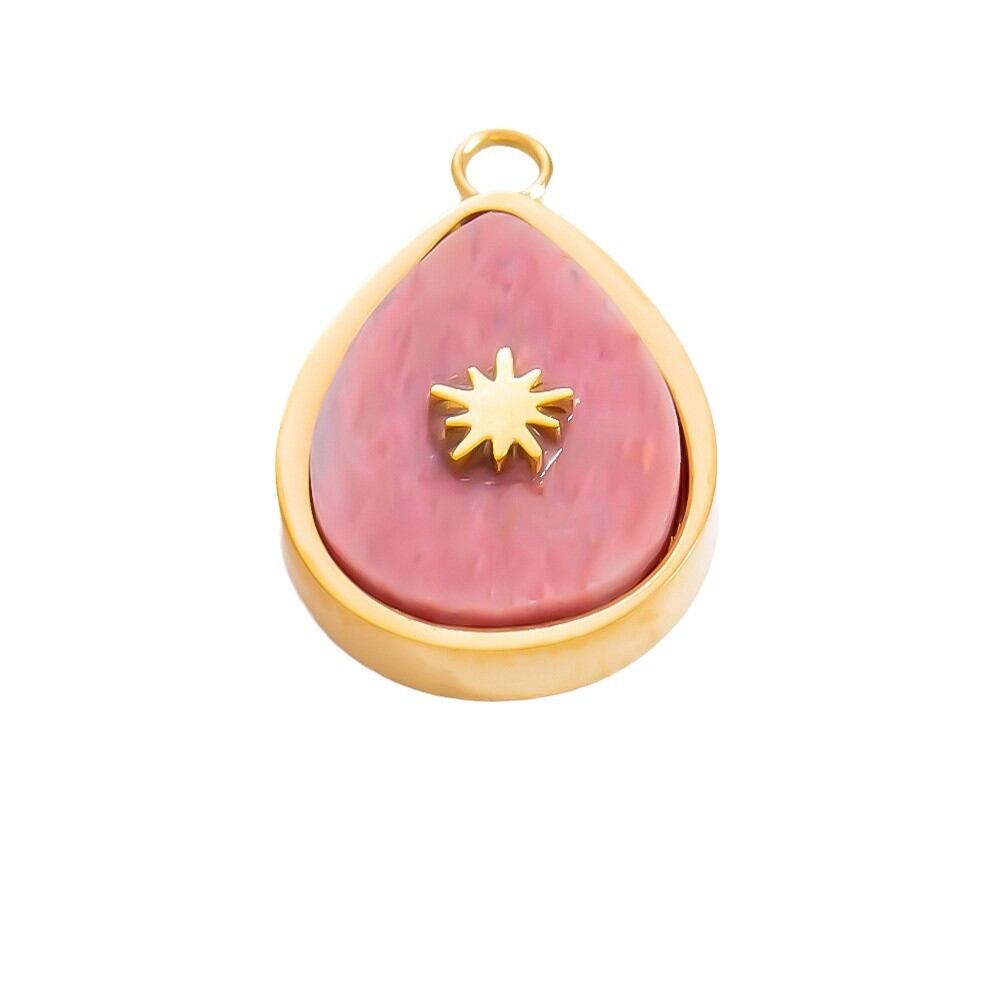 1 Piece Bohemian Series Retro Star Chromatic Natural Stone Stainless Steel Waterproof Gold Color Women's Pendants Picture8