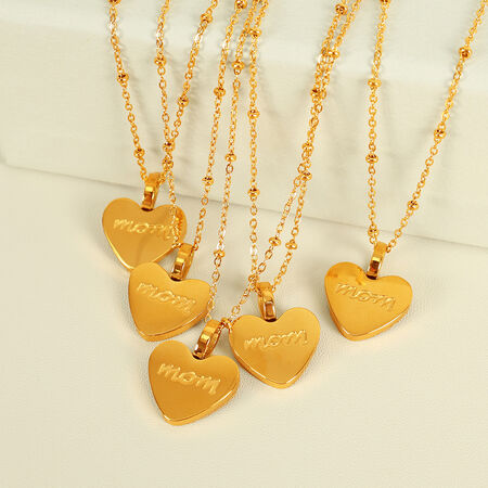 1 piece simple series simple heart stainless steel gold plated women pendant necklaces