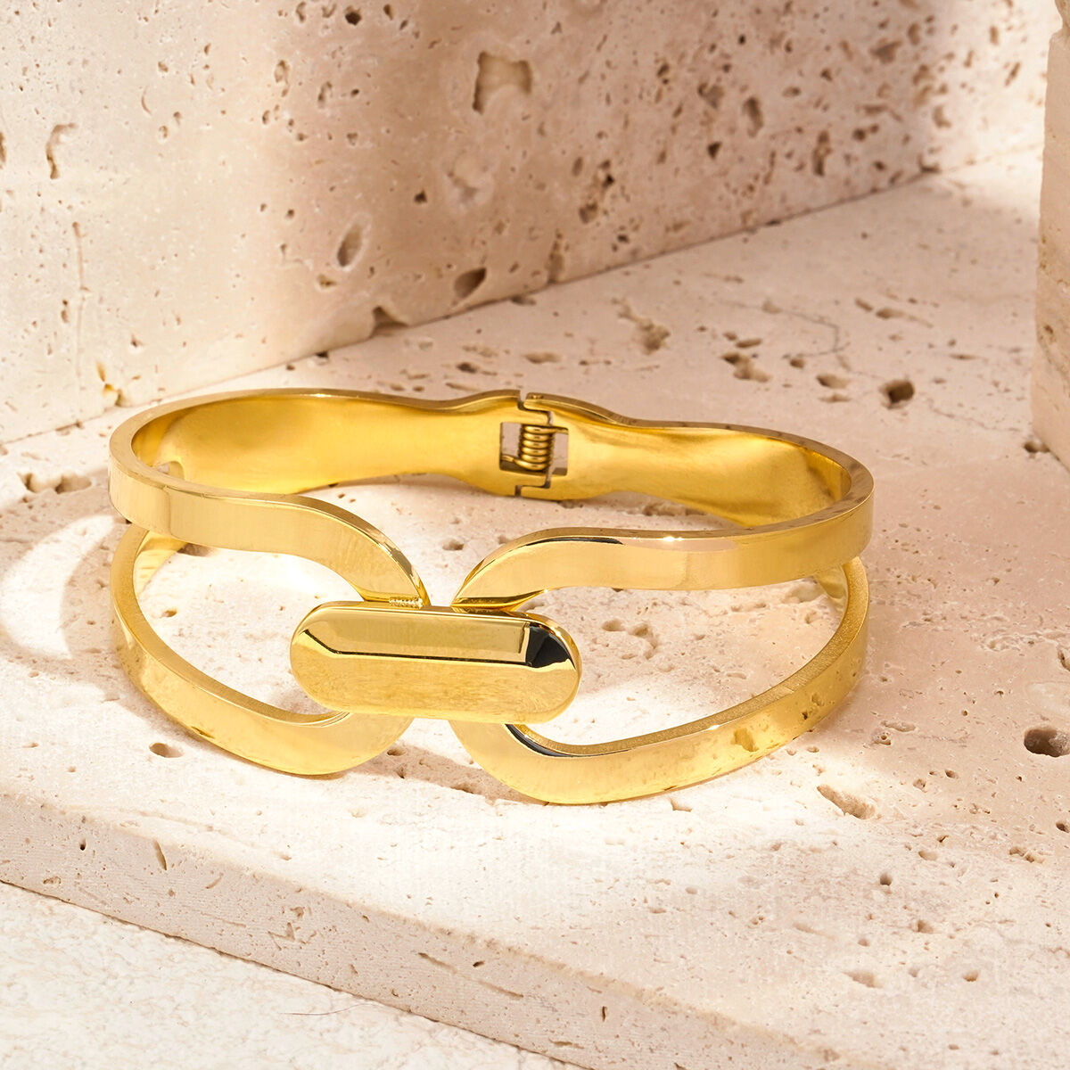 Braccialetti da donna color oro impermeabili in acciaio inossidabile patchwork classico della serie Radiant, 1 pezzo h5 Immagine4
