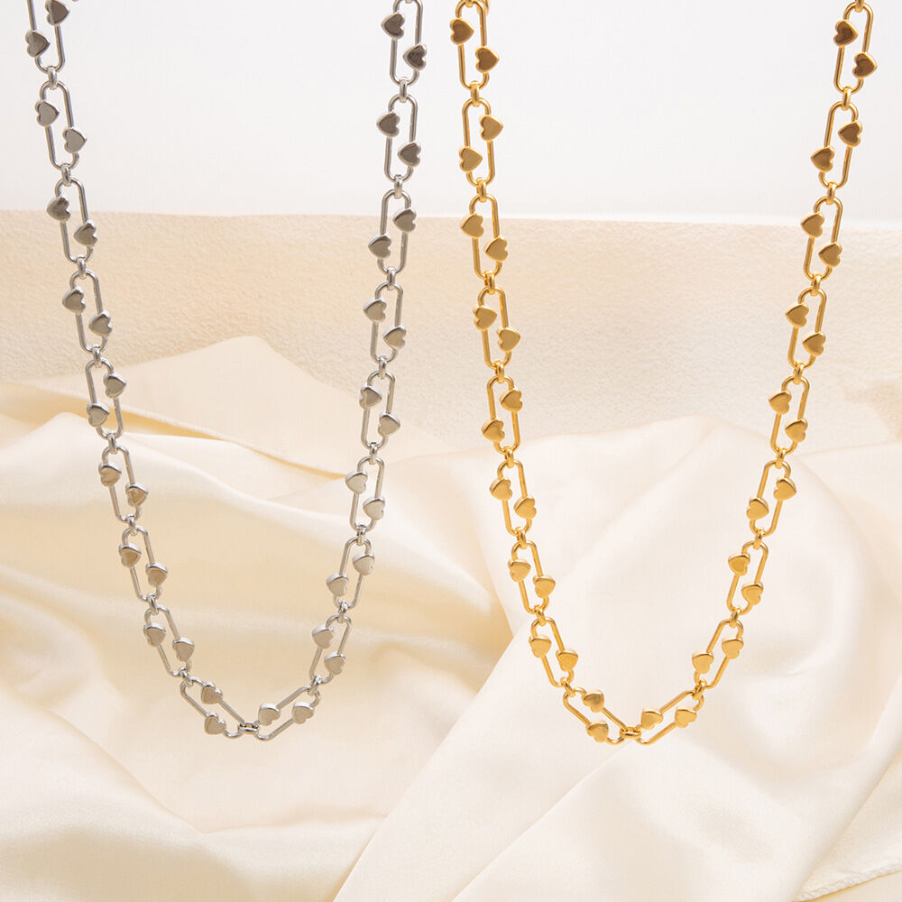 1 piece simple series daily heart stainless steel  gold color plated unisex pendant necklaces