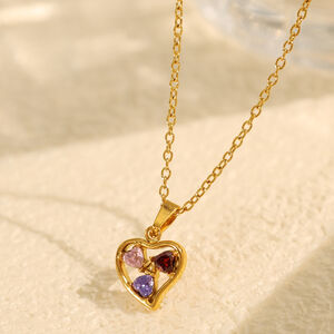 1 piece luxurious series trendy heart titanium steel gold color plated rhinestone women's pendant necklaces h5 Picture4