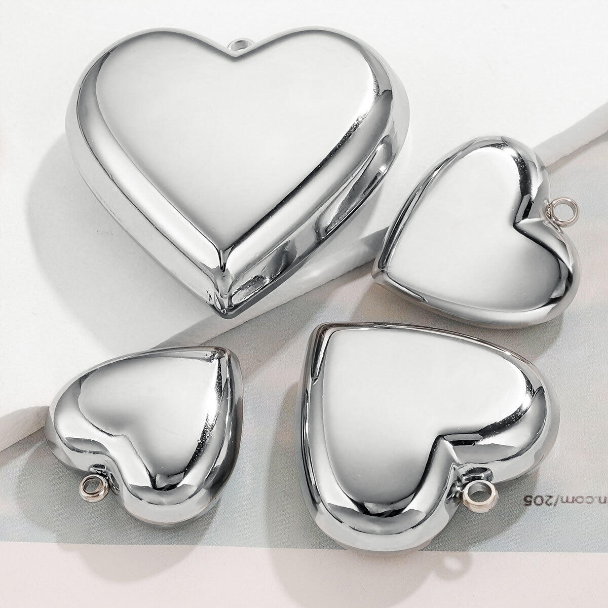 1 Pair Simple Series Simple Heart Stainless Steel Waterproof Women Pendants 2