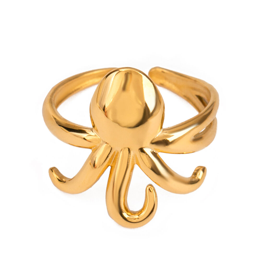 1 pair simple series vacation animal stainless steel gold plated women adjustable rings h5Picture6