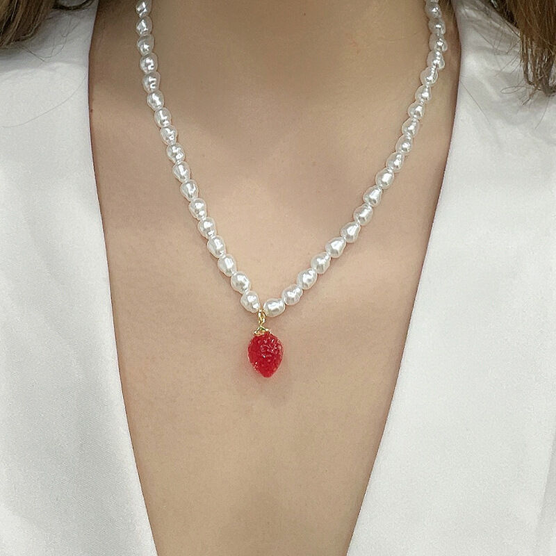 Collar de cuentas para mujer con perlas artificiales de plantas naturales, serie romántica, 1 pieza h5 Imagen4