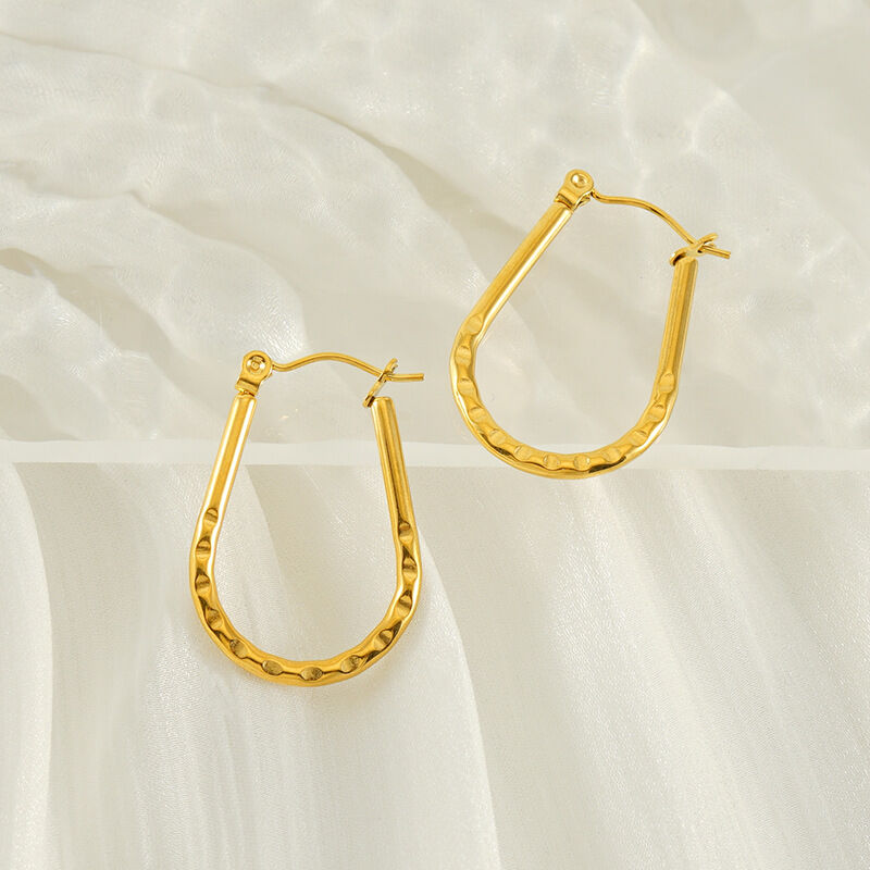 1 pair simple series simple geometric stainless steel  gold plated women Hoop Earrings Picture5