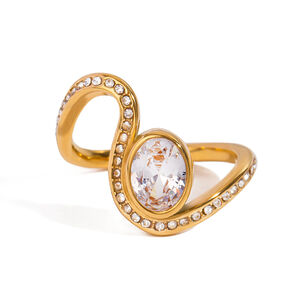 1 Piece Delicate Twist Stainless Steel Waterproof Gold Plated Women's Single Rings h5 Picture5
