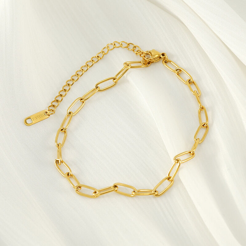 1 paar grenzüberschreitende -stil edelstahl vergoldet 18 karat büroklammer fußkettchen weibliche mode einfache vielseitige fußkettchen schmuck fußkettchen h5 Bild3