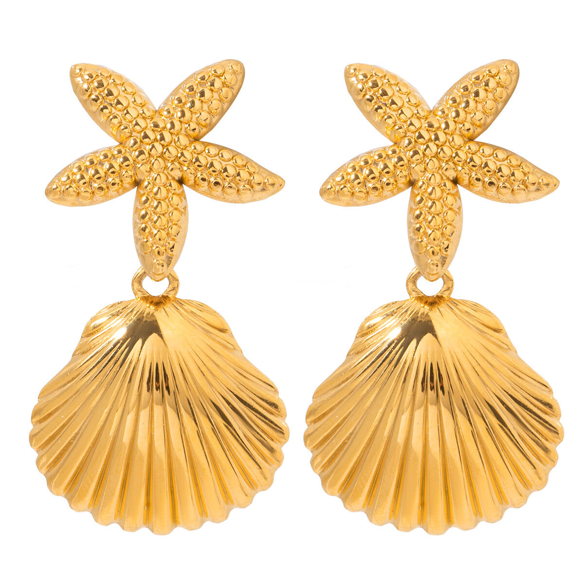 1 paire de boucles d'oreilles pendantes pour femme en acier inoxydable plaqué or , motif tortue de vacances, série simple Image5