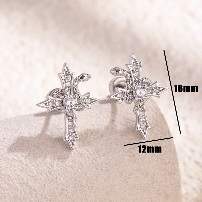 1 Pieza De Pendientes De Botón De Acero De Titanio Con Diseño De Animales, Sin Revestimiento Y Con Circonitas Para Mujer h5Imagen2