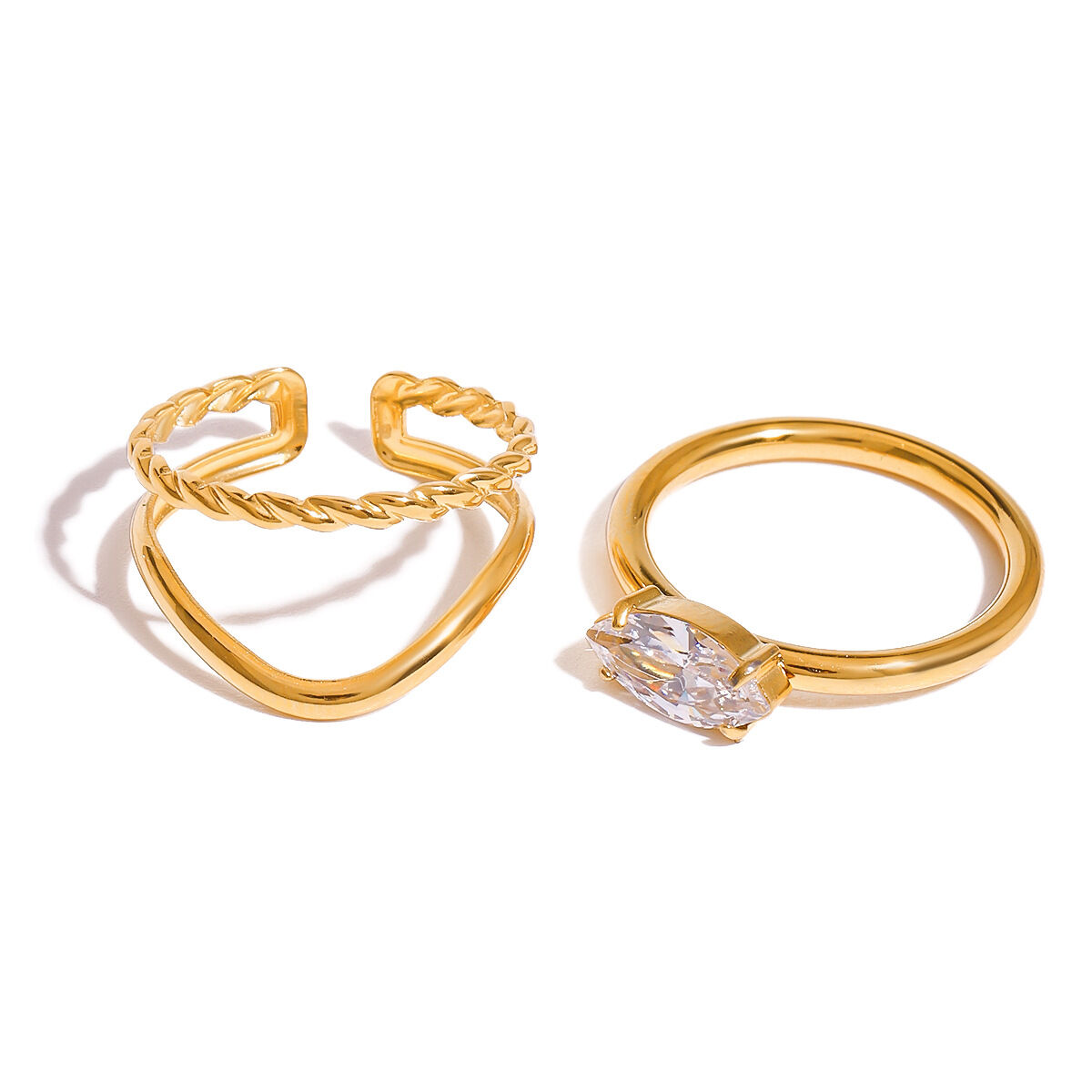 1 Piece Luxurious Series Vintage Oval Stainless Steel Waterproof Gold Color Women's Ring Sets h5 Picture8