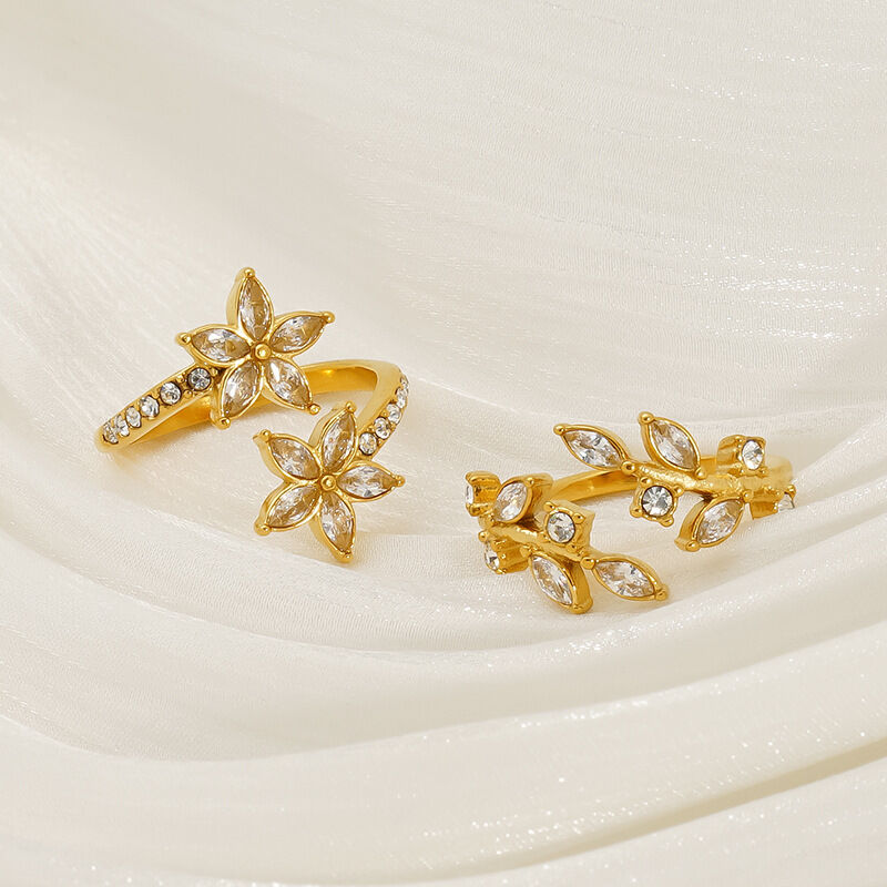 1 paar simple series daily plant titanium staal goud verguld dames verstelbare ringen h5Afbeelding4