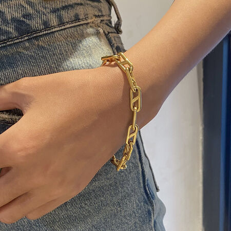 1 piece simple series classic geometric stainless steel gold plated women chain bracelets 2