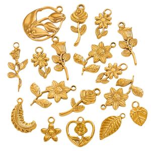 1 Piece Romantic Series Daily Rose Stainless Steel Waterproof Gold Color Women's Pendants h5 Picture6
