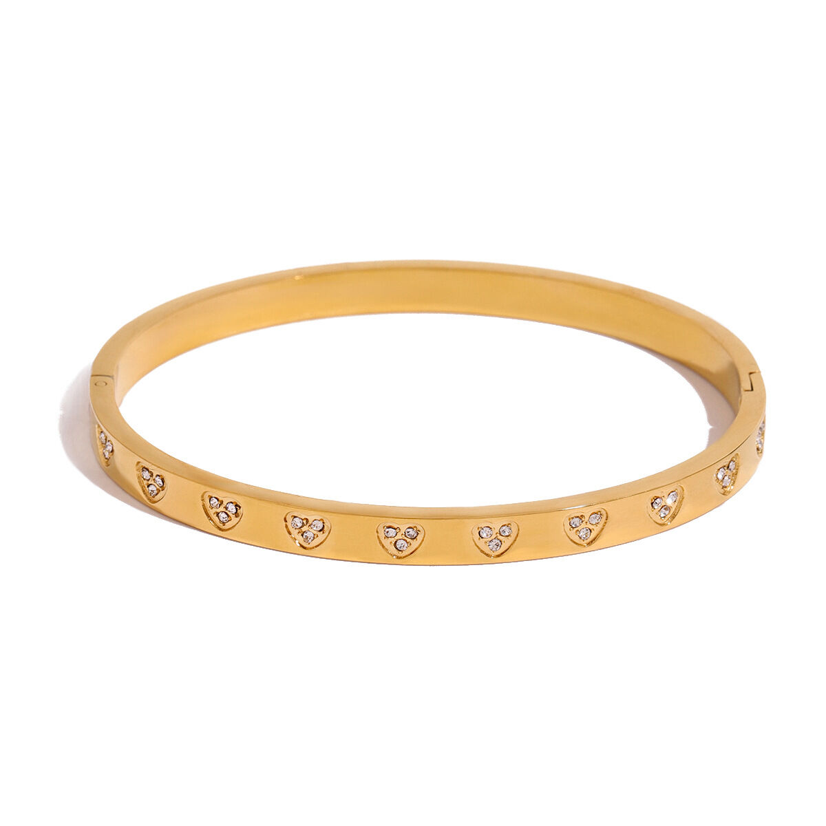 1 pezzo semplice serie amore/cuore forma acciaio inossidabile placcato oro 18k strass donne braccialetti h5Immagine7