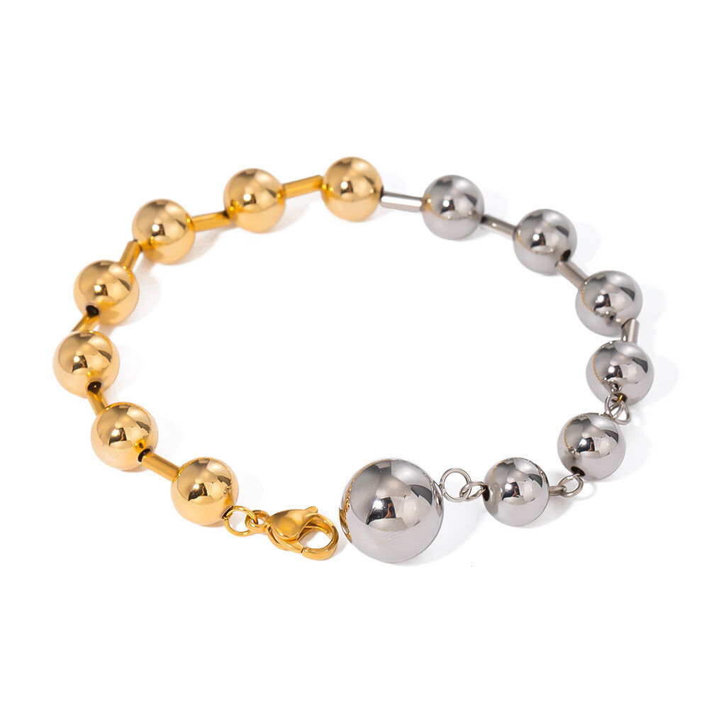 1 piece simple series simple geometric stainless steel gold plated women beaded bracelets Picture5
