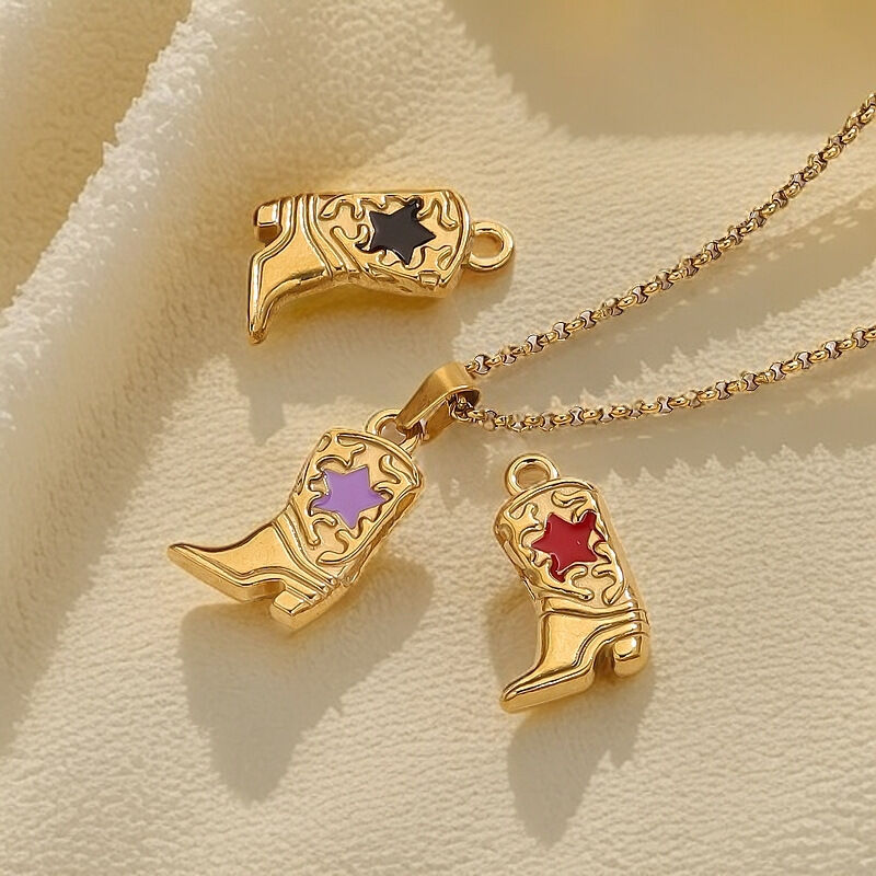 1 Piece Fashionable Series Retro Boot Shape Stainless Steel Waterproof Gold Color Women's Pendants Picture3