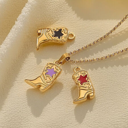 1 Piece Fashionable Series Retro Boot Shape Stainless Steel Waterproof Gold Color Women's Pendants 2